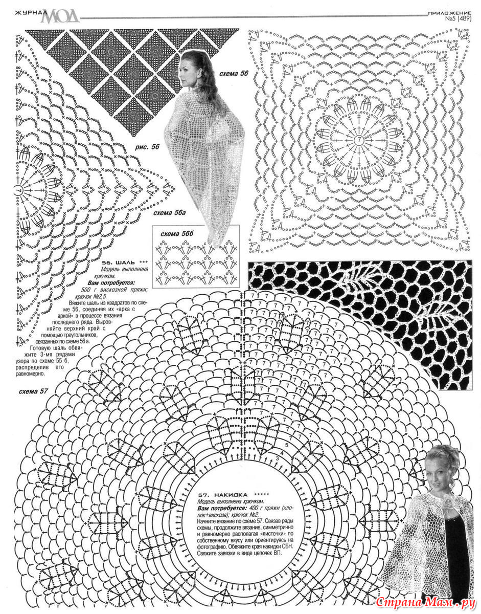 Страна мам вязание шалей. Шаль из журнала мод. Шаль из журнала мод крючком. Шали крючком из журнала мод. Накидка крючком из журнала мод.