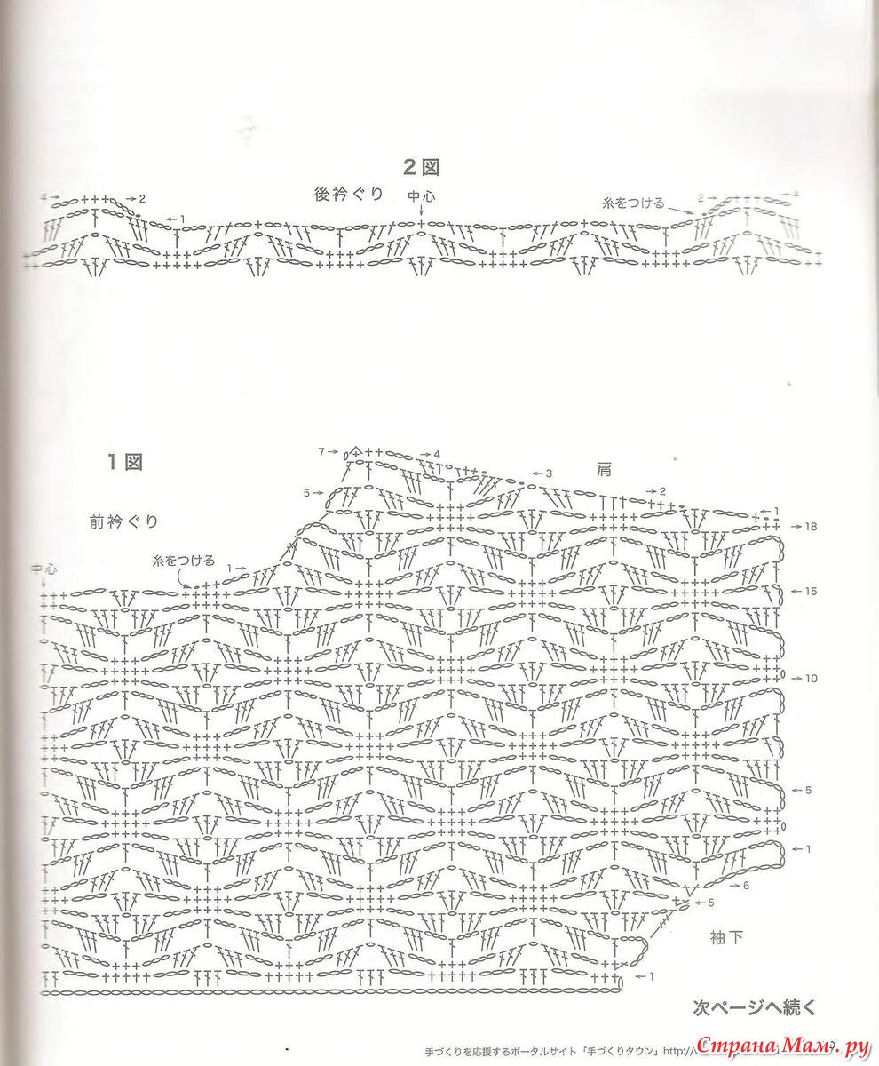 Японские схемы вязания крючком летних кофточек