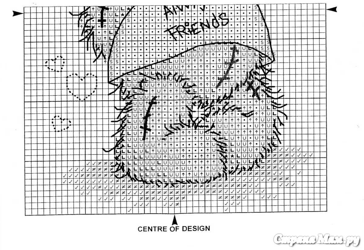 Схема вышивки мишки Тедди крестиком