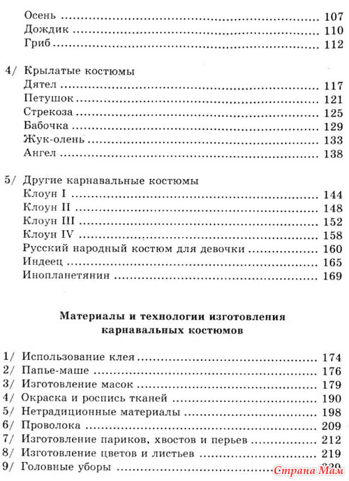 Список костюмов. Бал-маскарад.