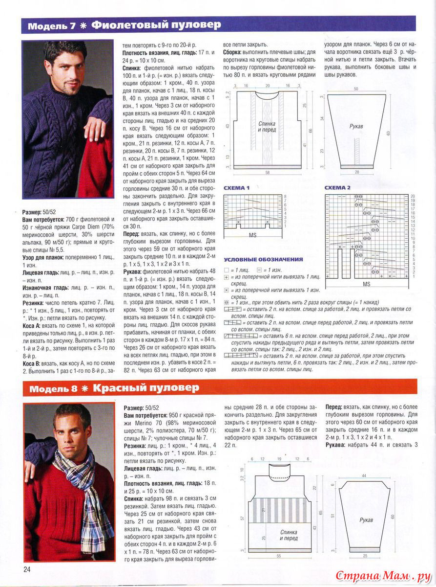 Мужской свитер резинкой схема