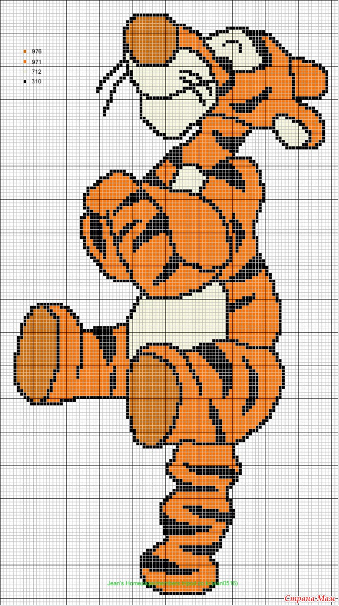 Тигренок вышивка крестом схема