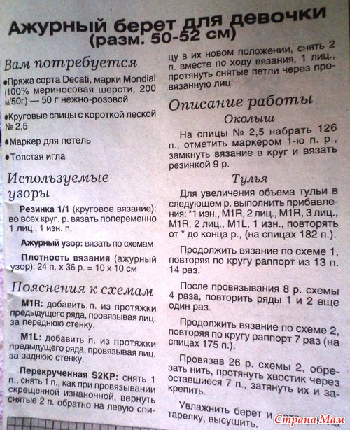 Берет для СЕБЯ! (описание и схемы)