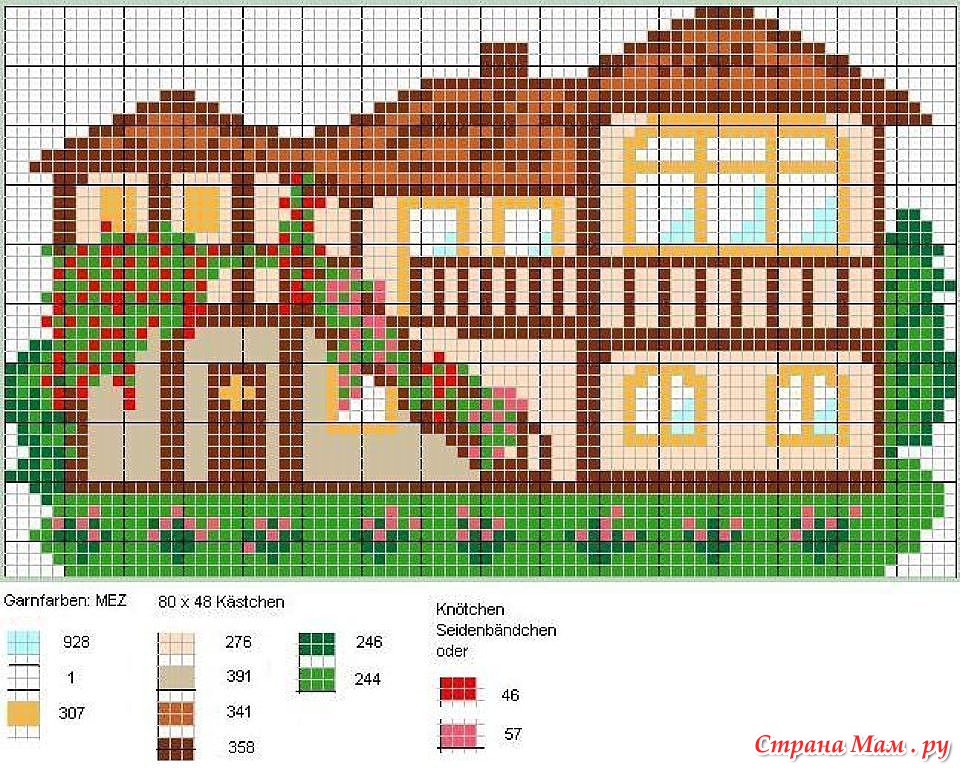 Древесный дом схемы вышивки
