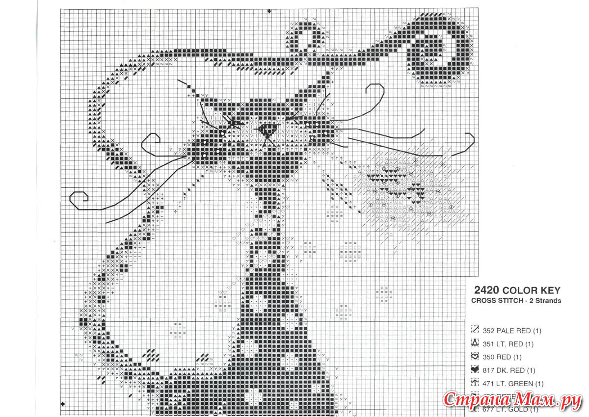 Схема вышивки крестом снежный кот
