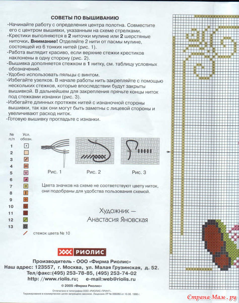 Нежность риолис схема вышивки