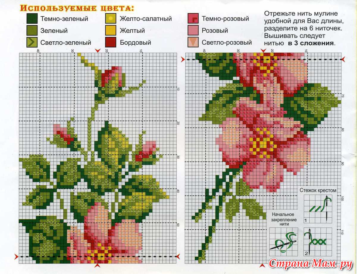 Цветная схема вышивки крестом