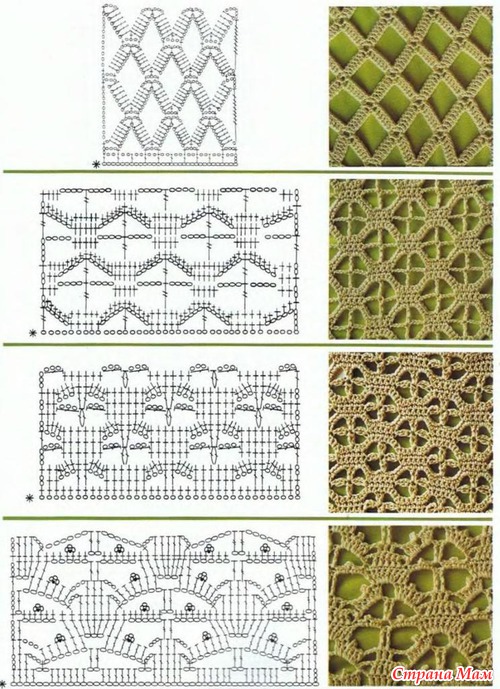 Ажурные узоры крючком со схемами