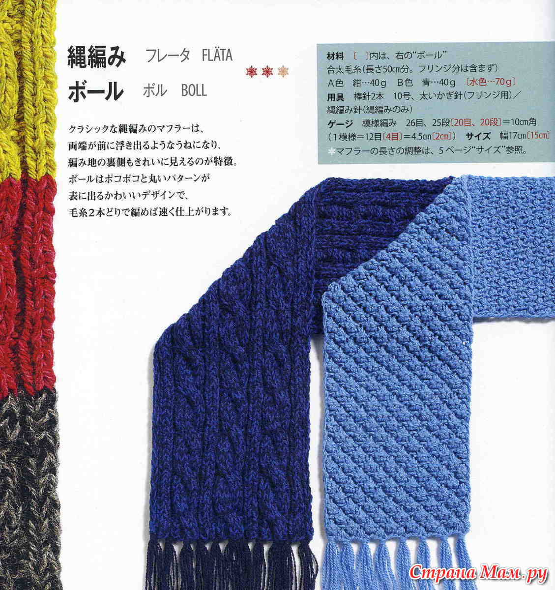Схема вязания спицами шарфа для мальчика