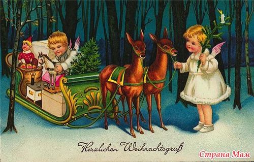 Очень красивые старинные Рождественские открытки.
