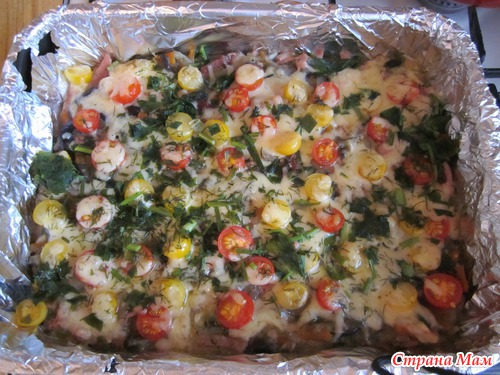 Запеканка с овощами и копчёностями)