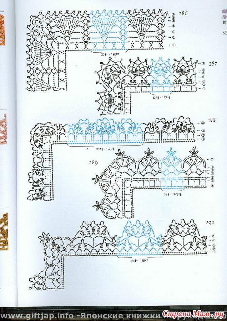 Кайма крючком японские схемы