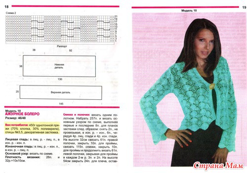 Бесплатные схемы вязания спицами болеро Болеро и туники - Страна Мам