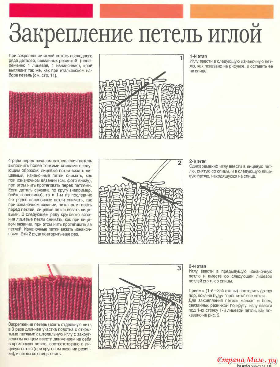 Закрыть вязание эластичной резинкой