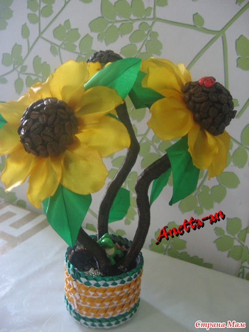 Подсолнухи и мак! Кофе+канзаши
