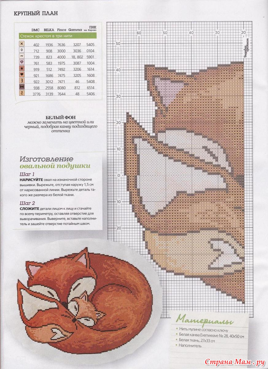 Вышивка лисенок крестиком схема