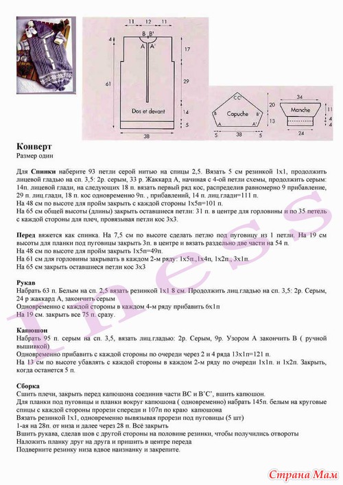 Вязаный конверт для новорожденного.