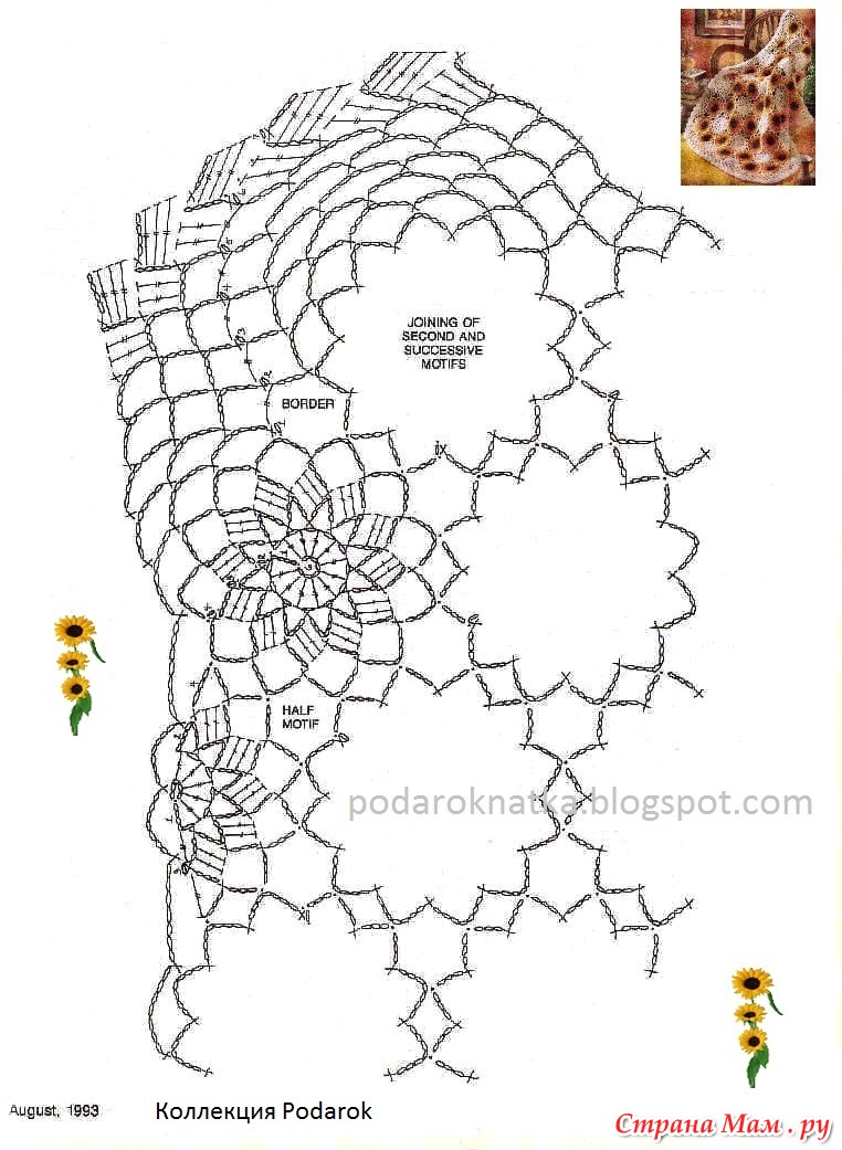 Коврик подсолнух крючком схема и описание