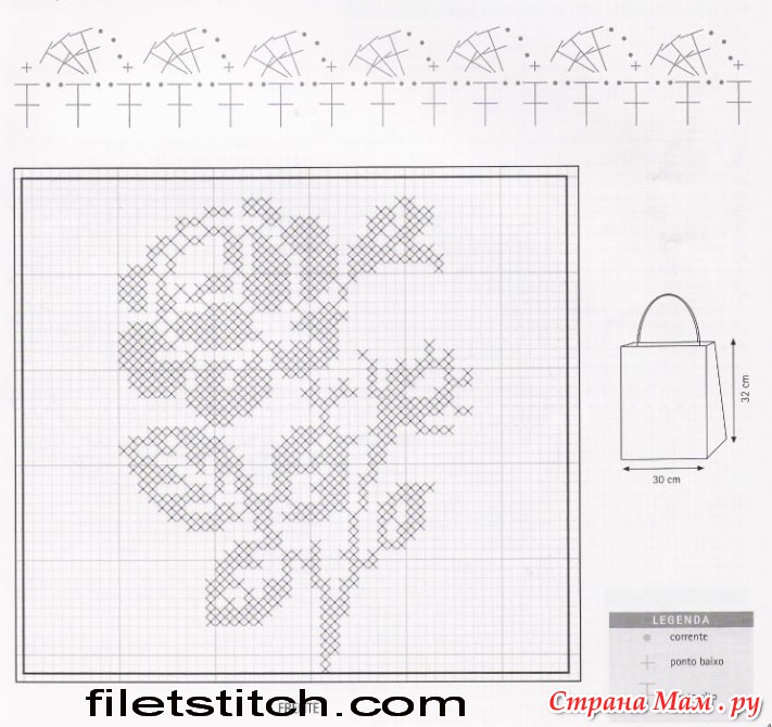 Схемы для филейного вязания розы
