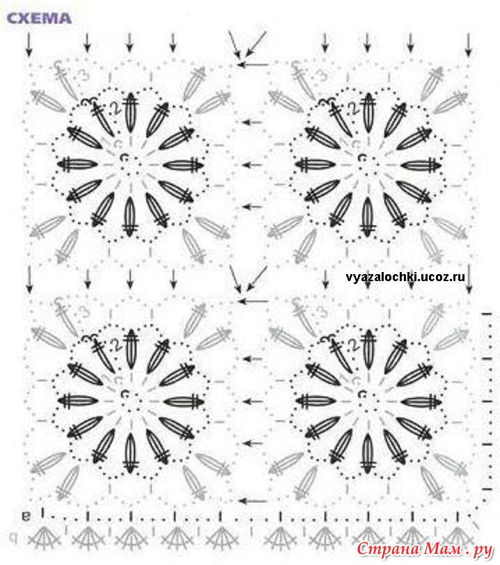 Схема ромашка в квадрате крючком схема