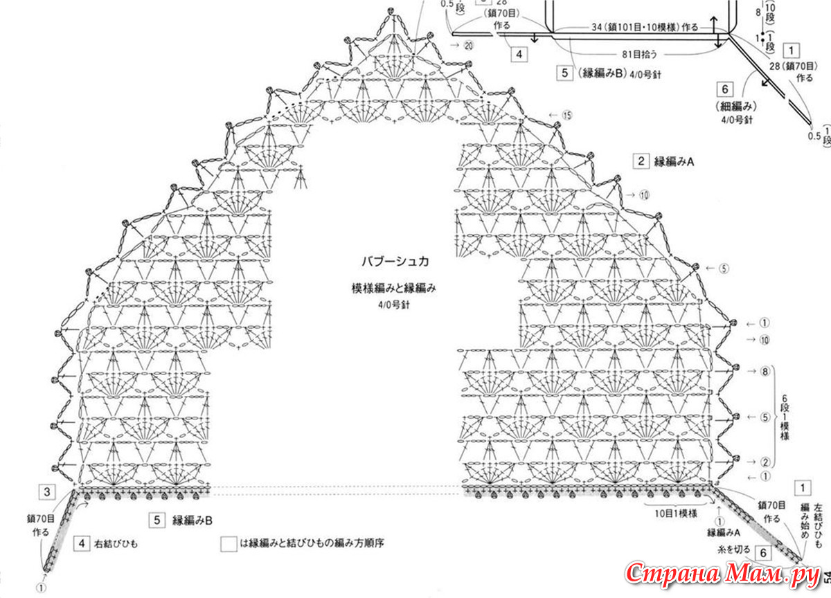 Косынка детская крючком схема и описание