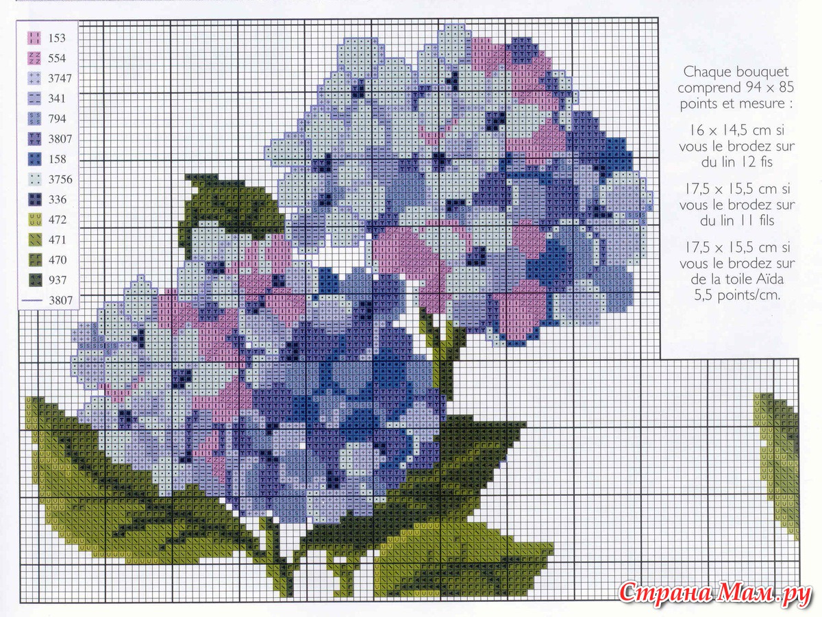 Вышивка крестом гортензия схемы