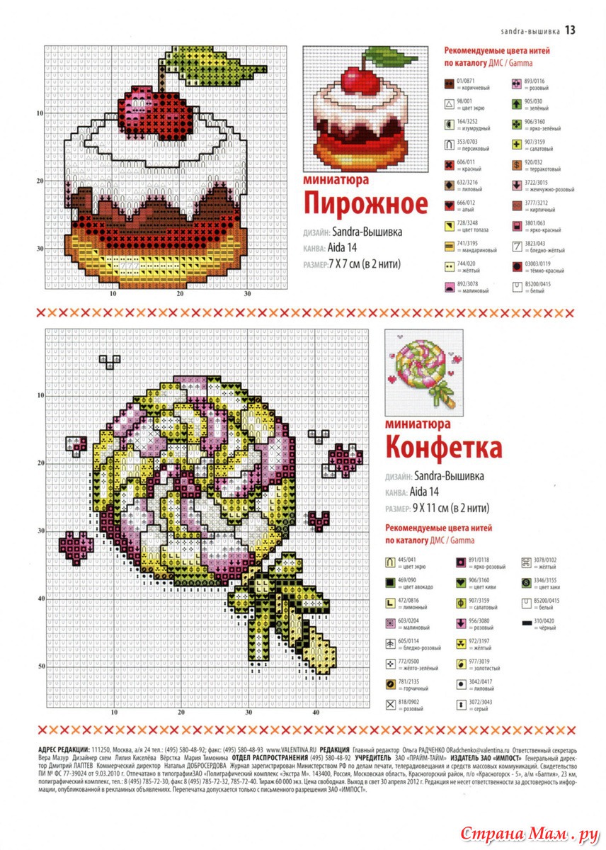 Схема вышивки кусочек торта