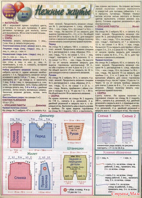 Джемпер, жилет, штанишки, пинетки.