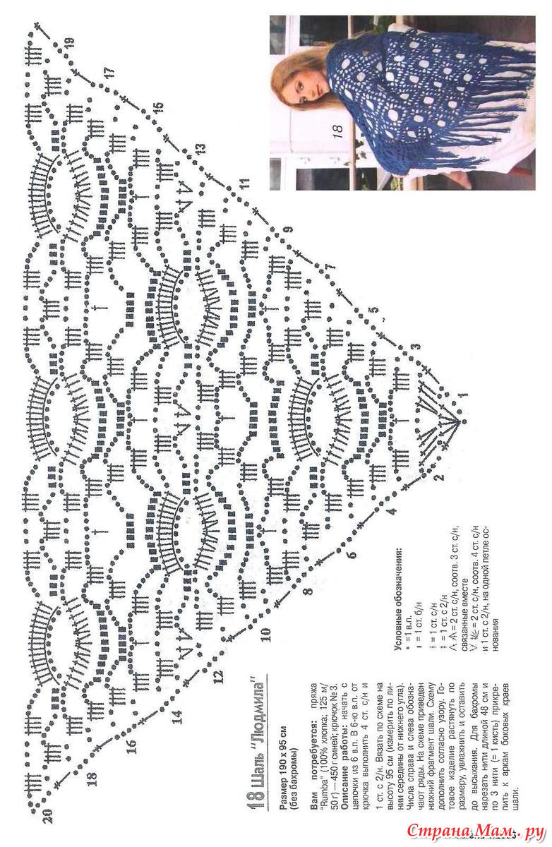 Шаль крючком серебряные глазки схема