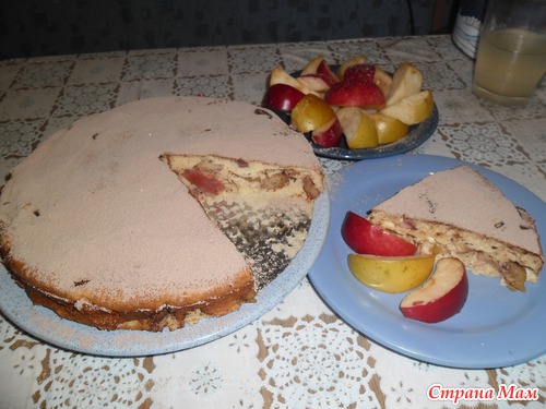 «Творожная запеканка с яблоками и корицей.»