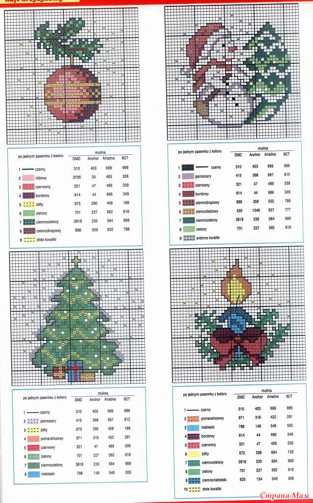 Игрушки елочные вышивка крестом схемы