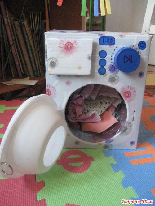 Игрушечная стиральная машина своими руками МК