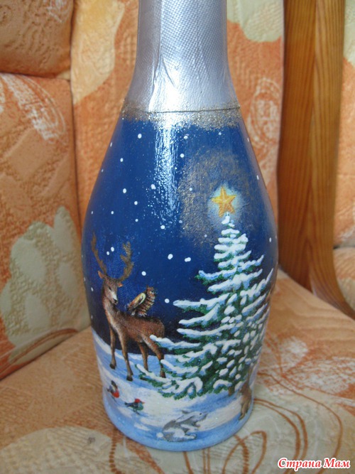 Моя первая декупажная бутылочка