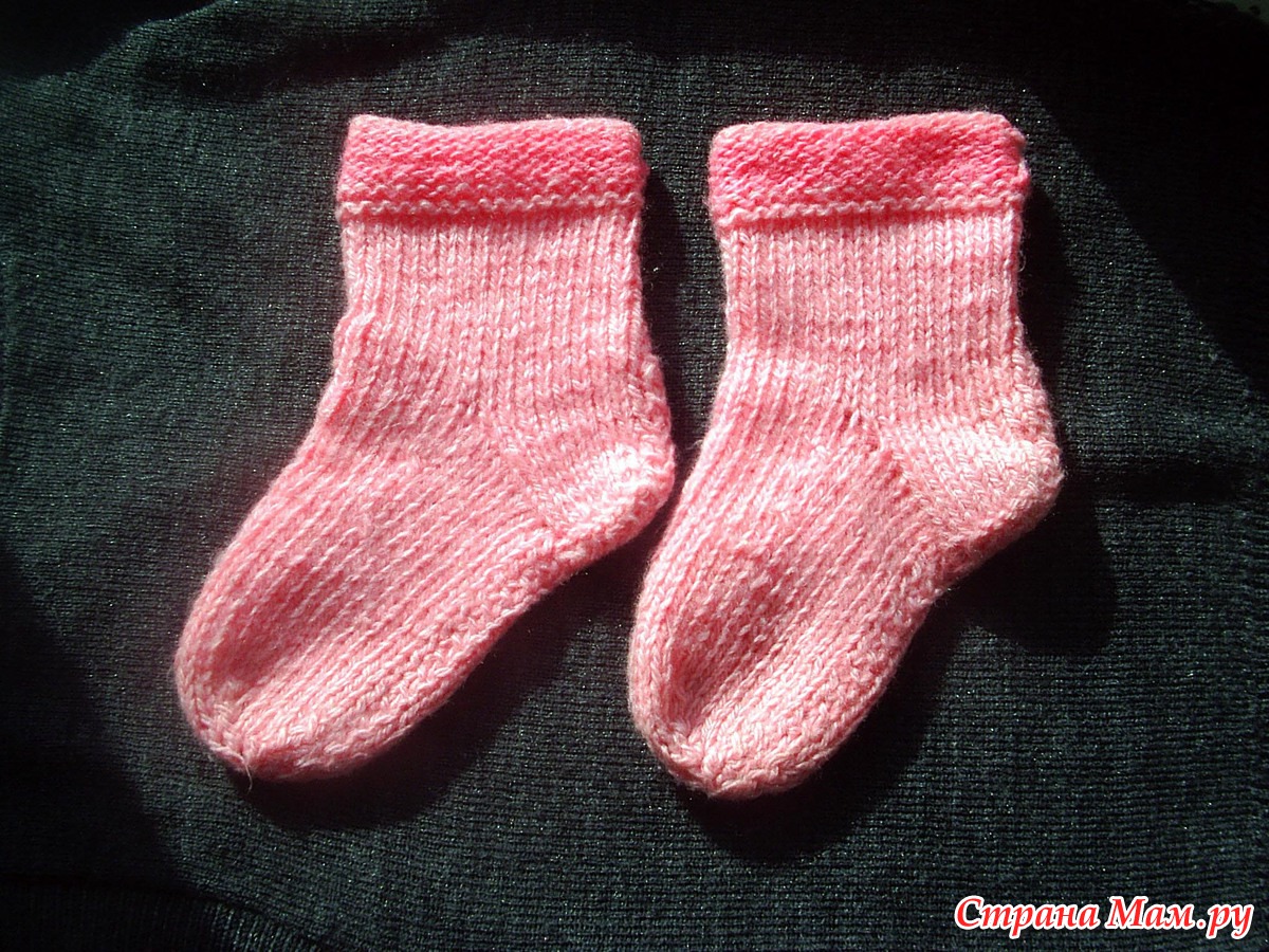 Детские носки на двух спицах