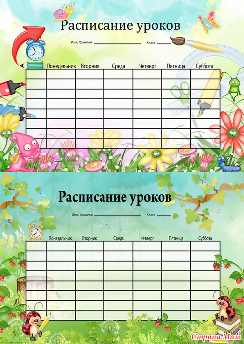 Расписание уроков, печатаем сами!