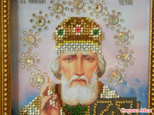 Николай Чудотворец Икона бисером