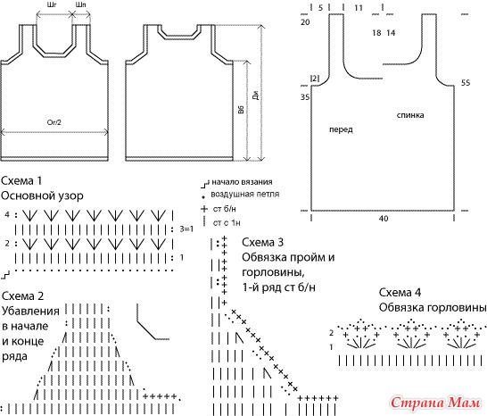 Футболки крючком со схемами