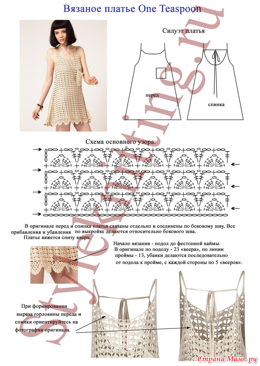 Схемы летних вязаных платьев
