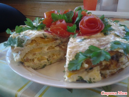 Закусочный кабачковый тортик с нежным сырным кремом