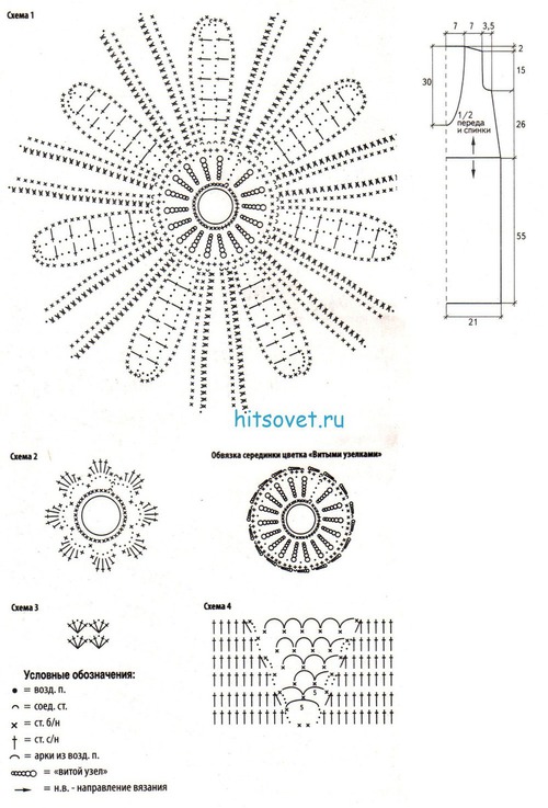 *Сиреневое платье крючком с элементами ирландского кружева