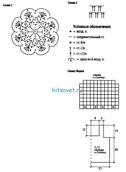 *Топы крючком из цветочных мотивов