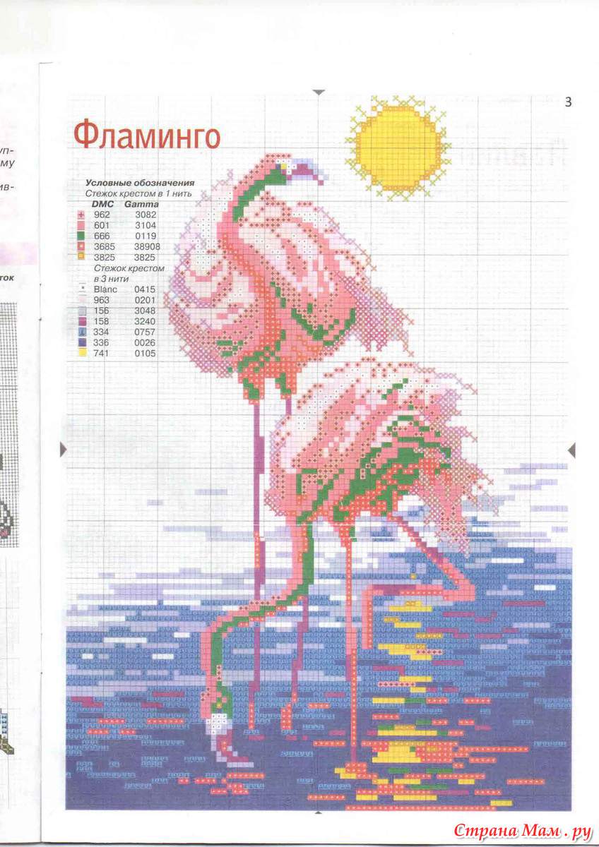 Схема вышивки фламинго