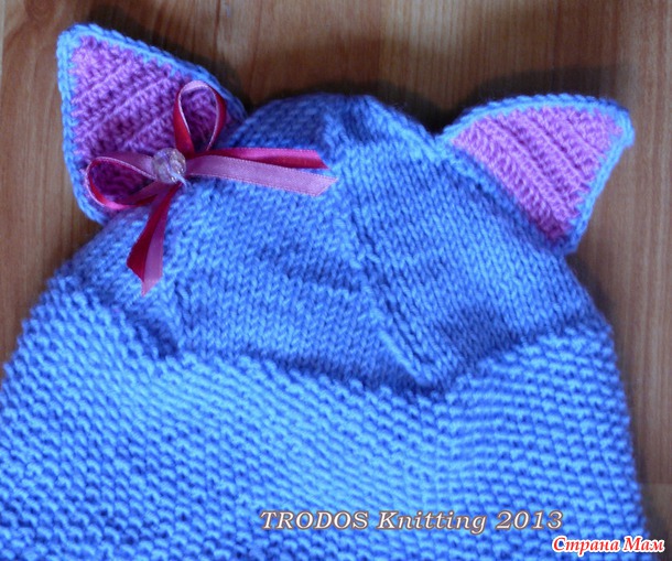 Комплект "Британка голубая кокетливая" или Шапка-кошка и шарф крупной вязкой :)