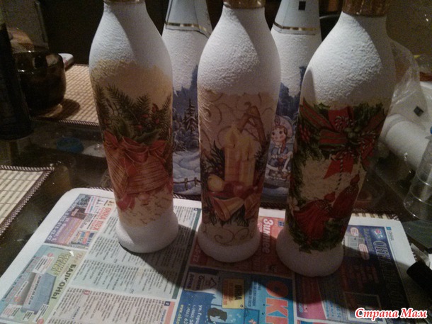 Новогодние бутылочки! Мастер-класс. Продолжение.