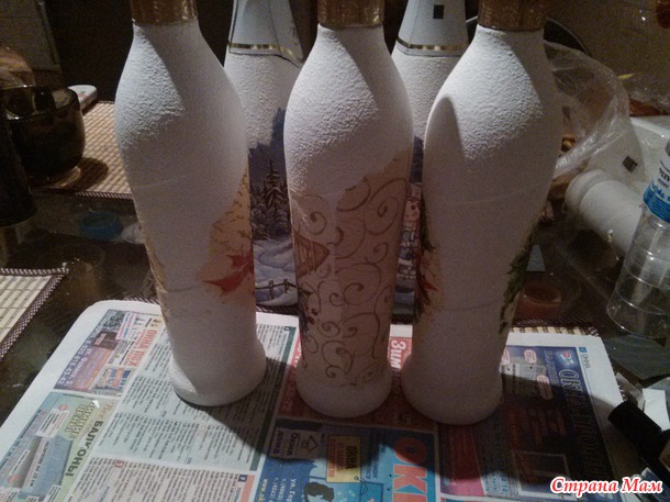 Новогодние бутылочки! Мастер-класс. Продолжение.