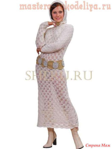 Длинное платье спицами