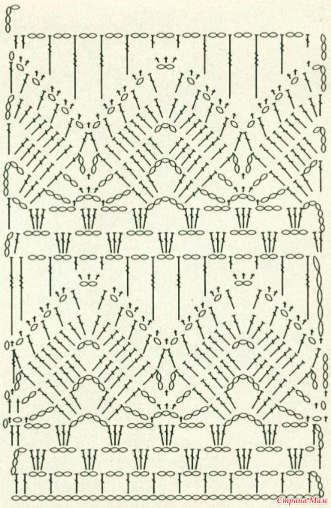 Узоры крючком. Схемы крючком. Ажурные узоры крючком для юбки. Вязание крючком схемы узоров.