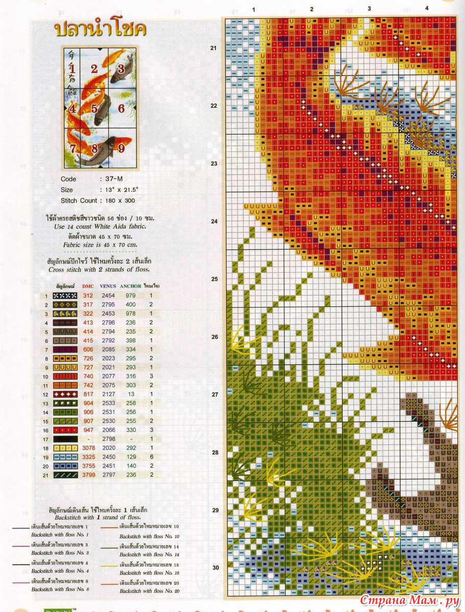 9 карпов схема вышивки крестом
