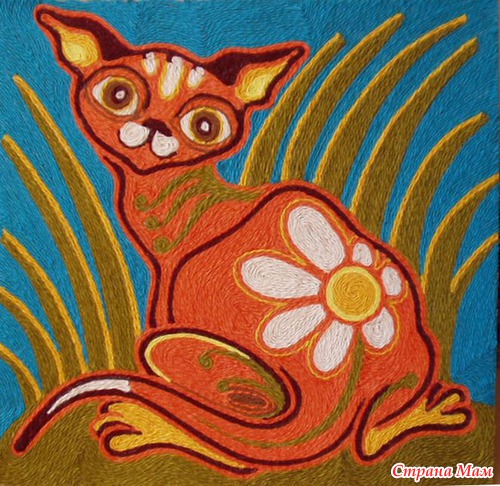 КОШКИНЫ КАРТИНКИ ИЗ КЛУБКА НИТОК