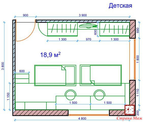План детской комнаты
